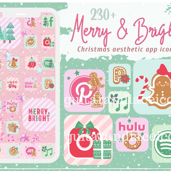 Christmas App Icons | Merry & Bright Winter App Icons | Christmas Phone App Icons | iPhone Android App Icons