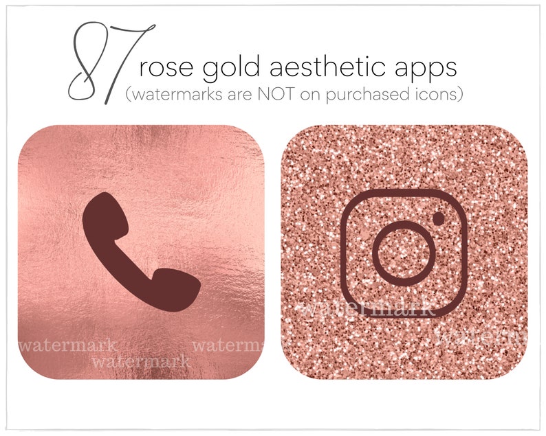 Rose Gold Glitter Aesthetic iPhone Apps ios 14 app bundle Etsy