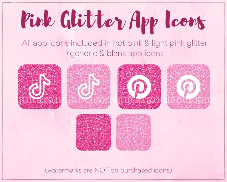 Pink Glitter App Icons Hot Pink Glitter Aesthetic App Icon Etsy