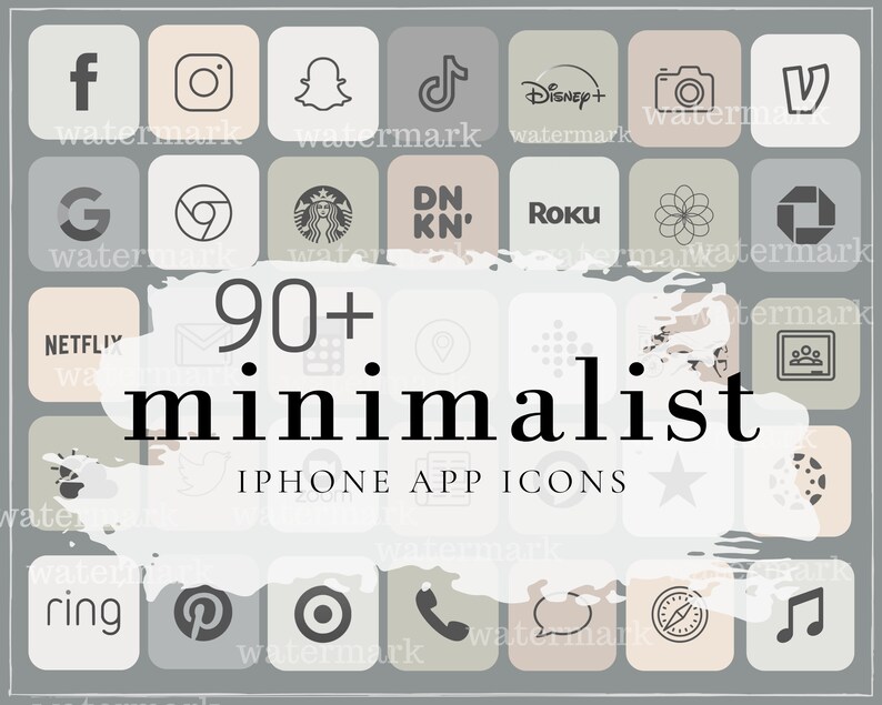 Minimalist iPhone app aesthetic icons. ios 14 update icons. Etsy