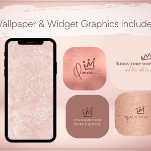 Rose Gold Glitter Aesthetic App Icons Widgets iPhone Apps Android Apps Rose Gold Glitter Aesthetic image 7