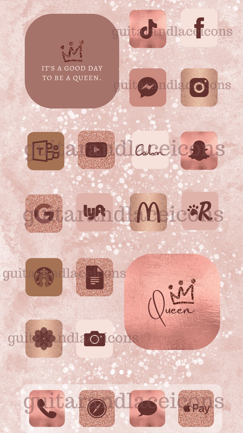 Rose Gold Glitter Aesthetic App Icons Widgets iPhone Apps Android Apps Rose Gold Glitter Aesthetic image 6