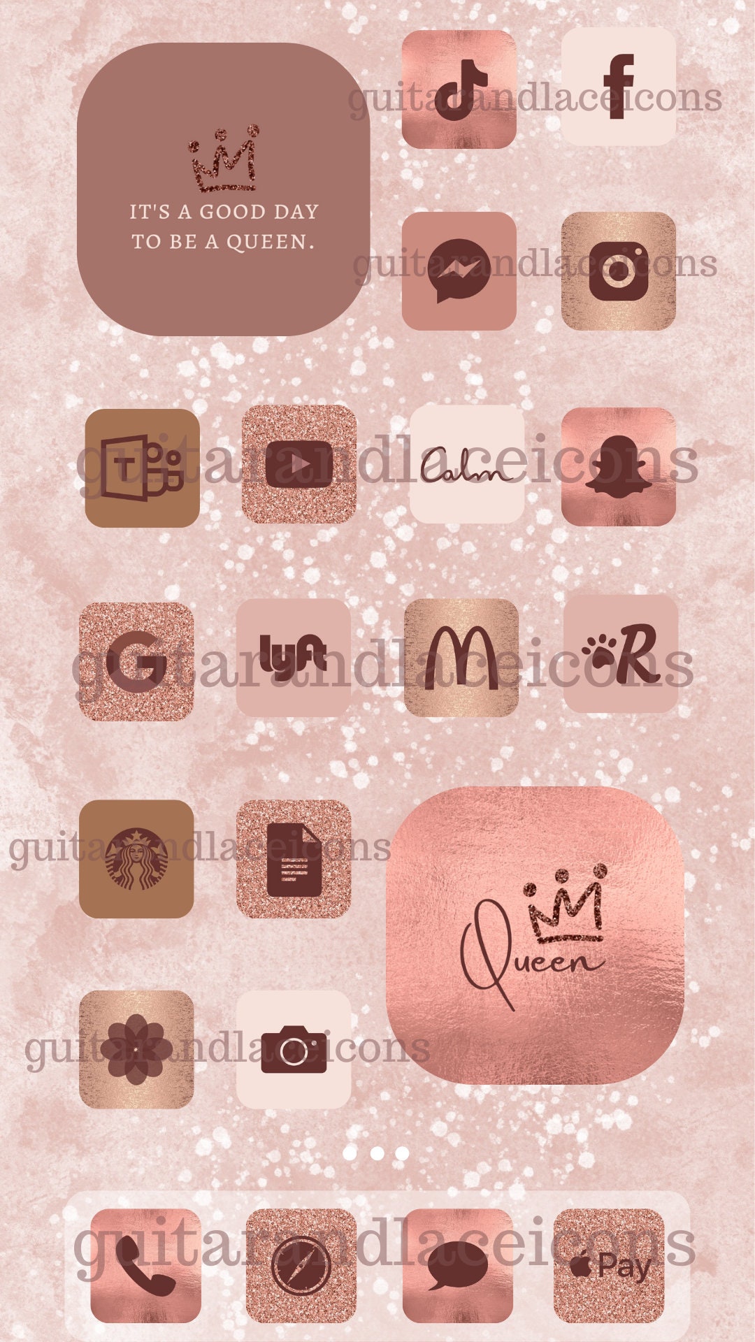 Rose Gold Glitter Aesthetic App Icons Widgets Iphone Apps Etsy