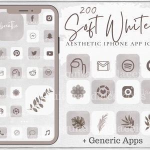 Soft White Aesthetic ios 14 App Icons | iPhone Widgets | iPhone Apps  | White and taupe aesthetic app icons