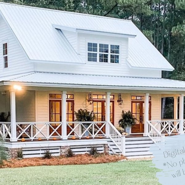 Farmhouse Cottage House Plan: 3 Bedroom, 3.5 Bath (Printable PDF)