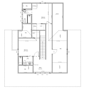 May include: A black and white architectural floor plan of a two-story house. The plan includes labeled rooms such as bedrooms, a sitting room, and an attic. Dimensions are provided in feet and inches.