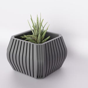 STL | Modern 3D flowerpot – geometric elegance with subtle details