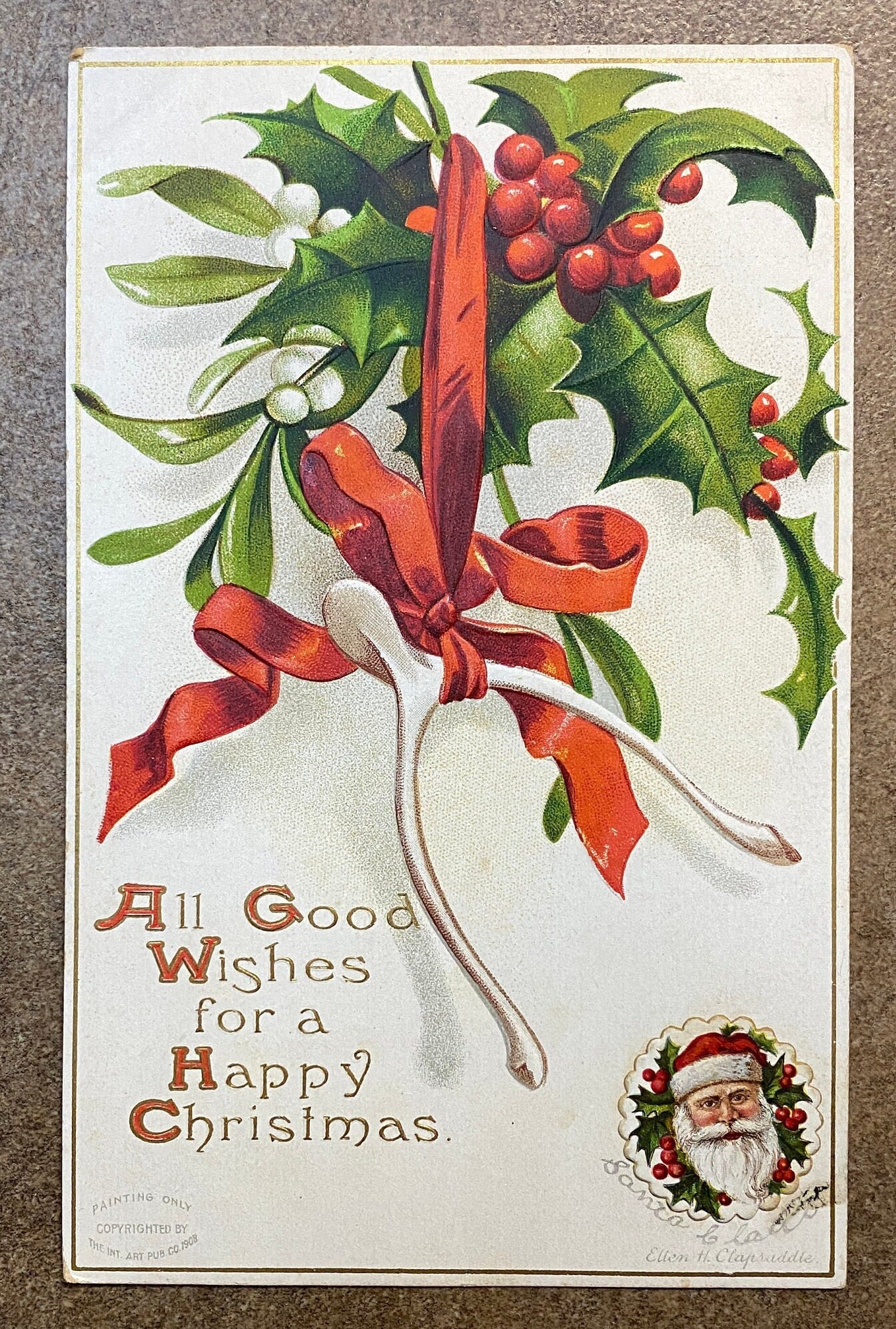 Carte postale de Noël vintage par Ellen Clapsaddle Santa Etsy
