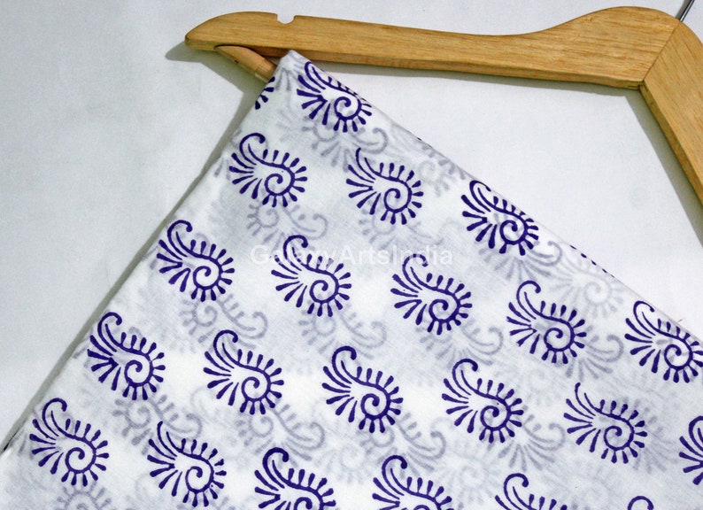 Dressmaking Fabric Hand block Print Fabric Soft lightweight Sewing Fabric GCF64 India Voile cotton fabric