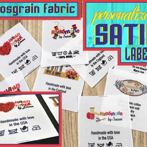Custom Satin Clothing Labels,Custom Fabric labels ,Logo labels,Clothing Garment Tags - add your logo, personalize -PRE-CUT