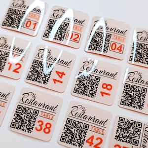 Benutzerdefiniertes QR-Code-Puck-Menü - QR-Code-Polycarbonatkarte - Langlebig - Wiederverwendbar - Restaurant - Marketing - Keine Touch-Lösung