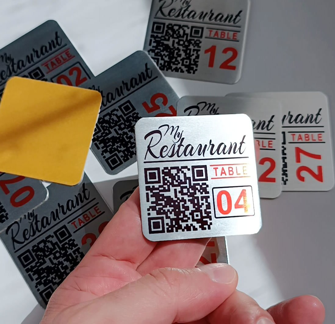 Restaurant Sticker Menu Qr Code Custom Metal QR Code Sign, Restaurant Menu Table Number Plate, Barcode ...