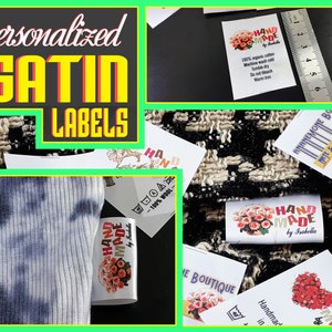 Custom satin labels,Colored satin label, Custom Fabric labels ,Logo labels,Clothing Garment Tags - add your logo, personalize,PRE-CUT