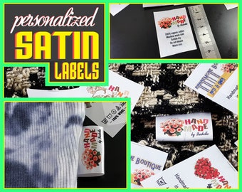 Custom satin labels,Colored satin label, Custom Fabric labels ,Logo labels,Clothing Garment Tags - add your logo, personalize,PRE-CUT