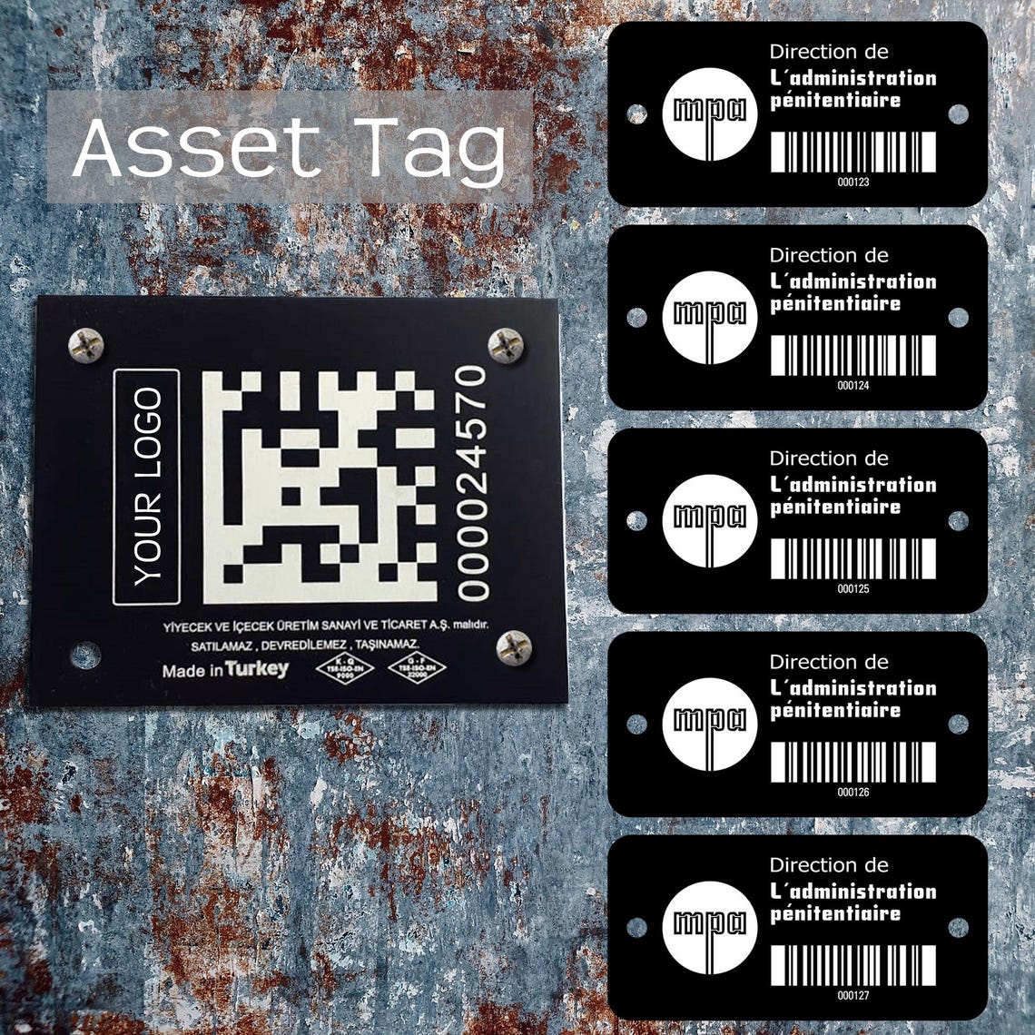 Durable Anodized Aluminum Asset Tags With QR Code & Barcode – Outdoor ...