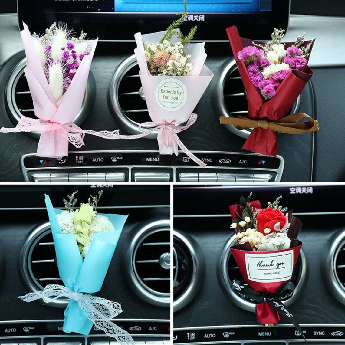 Auto Air Freshener Handmade Rose Dry Flower Air Conditioner Etsy