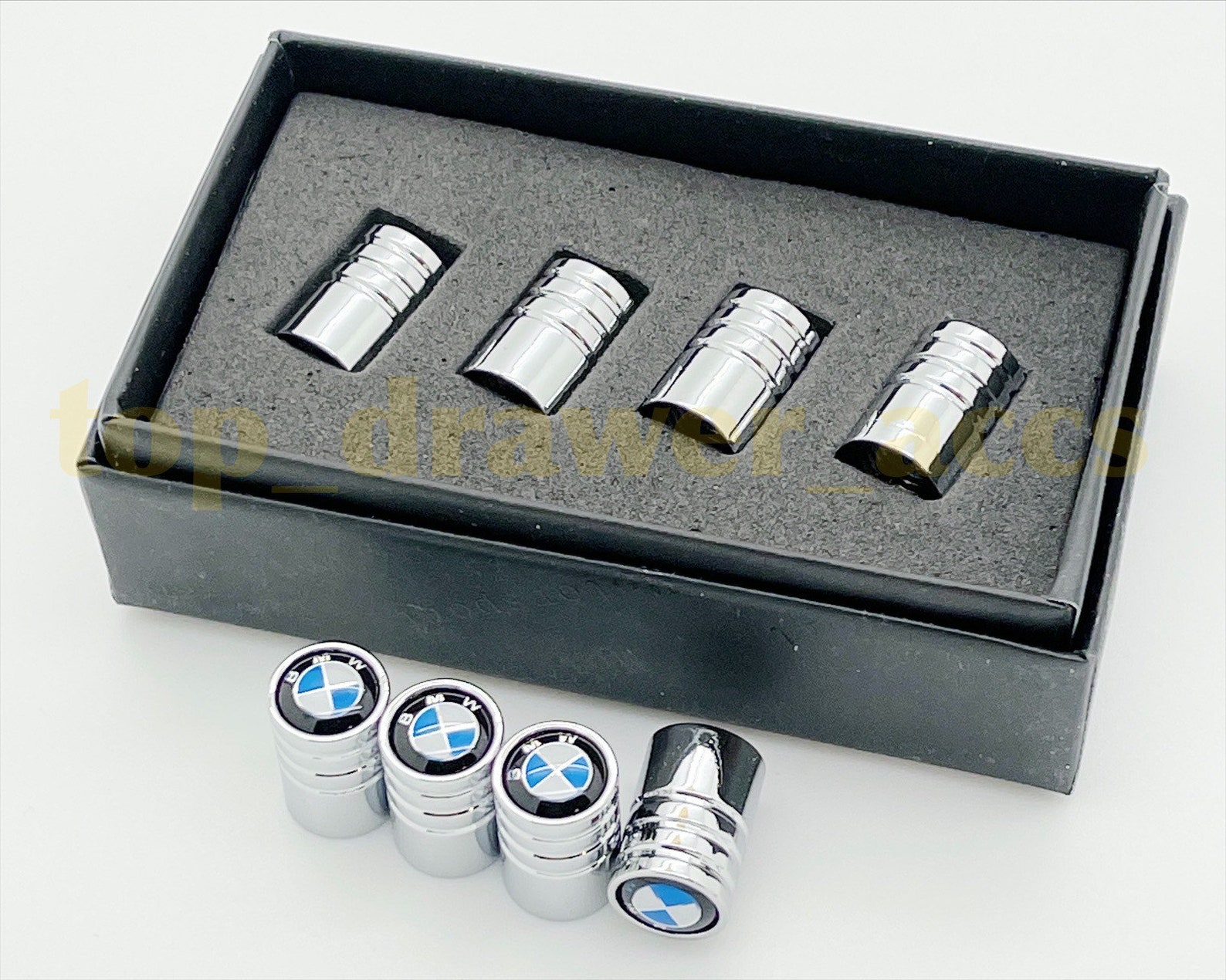 4pcs Black Blue Carbon Metal BMW Dust Caps Tyre Valve Gift Box Etsy