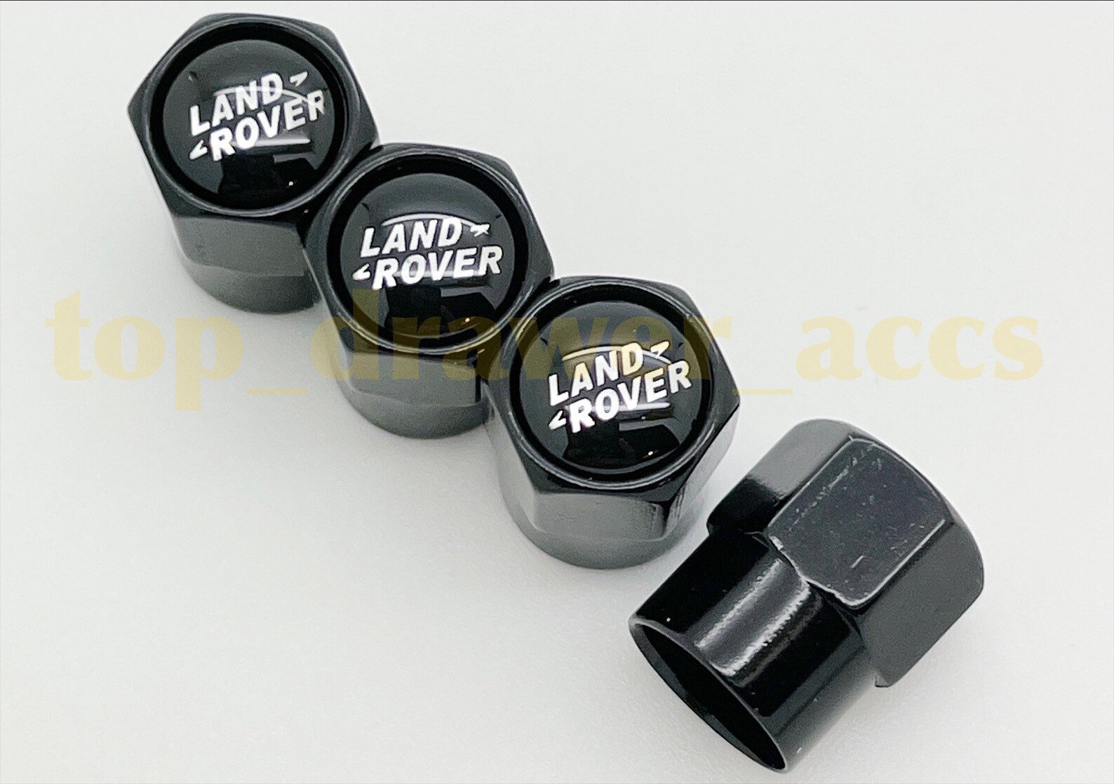 4x Black White Metal Land Rover Dust Caps Tyre Air Valve Caps Etsy