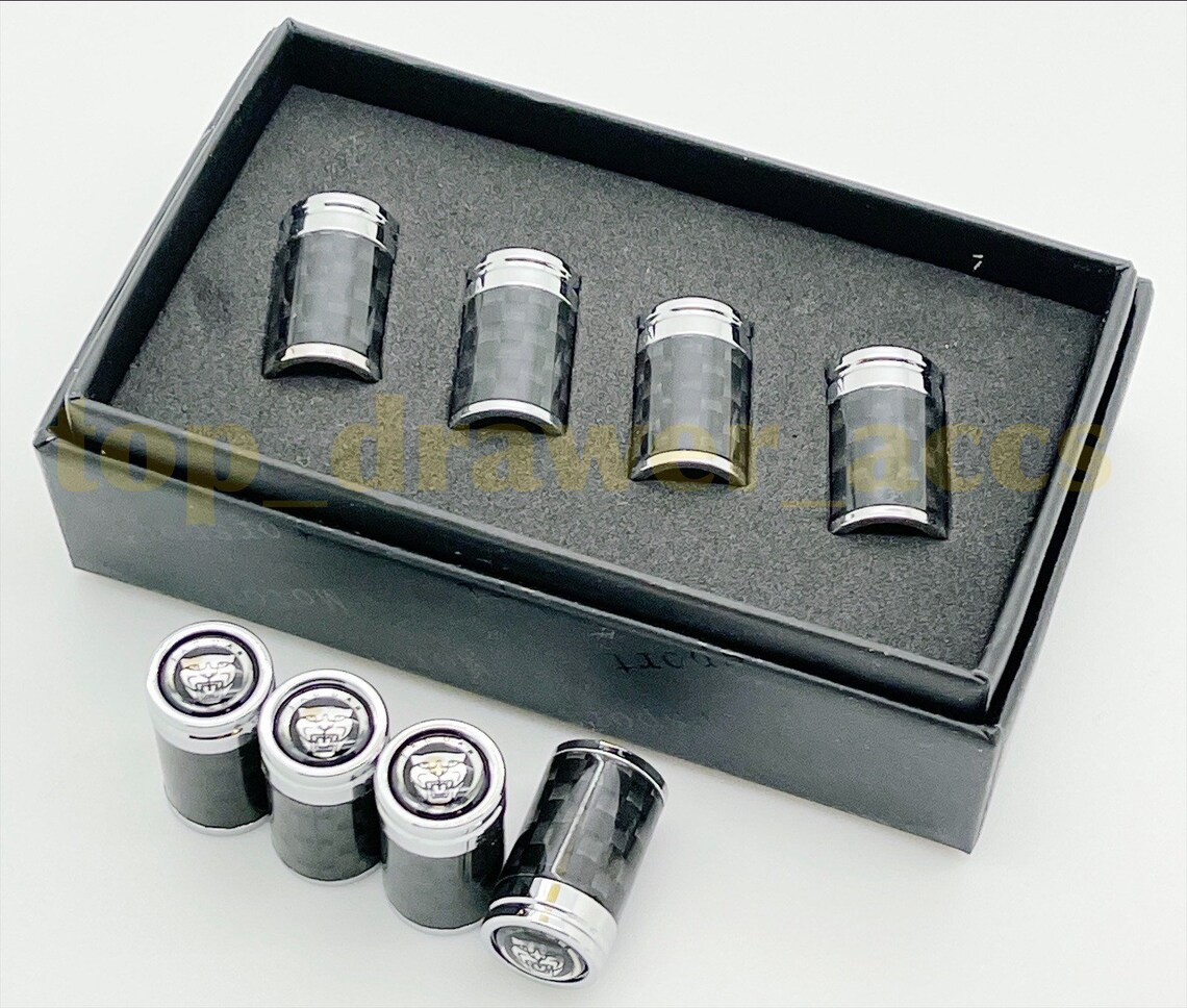 4 x For Jaguar Black Premium Carbon Air Valve Dust Caps Wheel Etsy