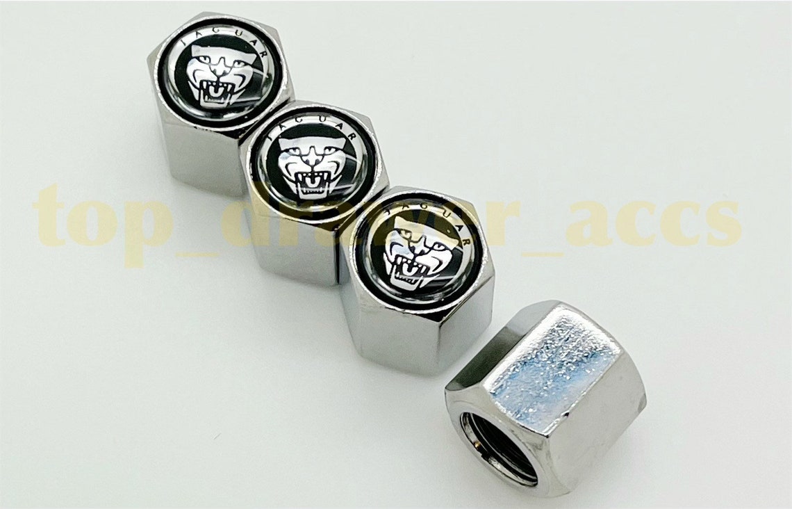 4pcs Jaguar Silver Black Air Valve Dust Caps Car Wheel Tyre Etsy