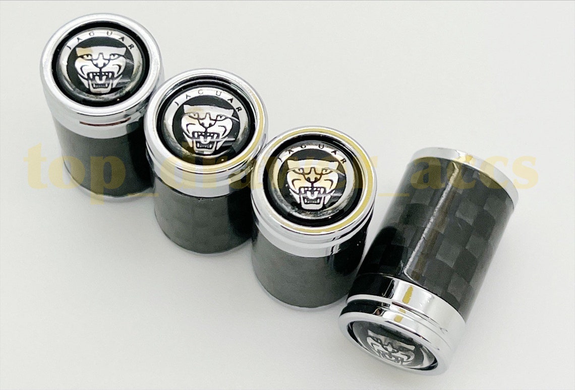4 x For Jaguar Black Premium Carbon Air Valve Dust Caps Wheel Etsy