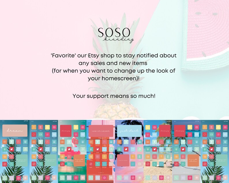 Pastel Summer Aesthetic 238 iPhone iOS 14 App Icons iOS14 ...