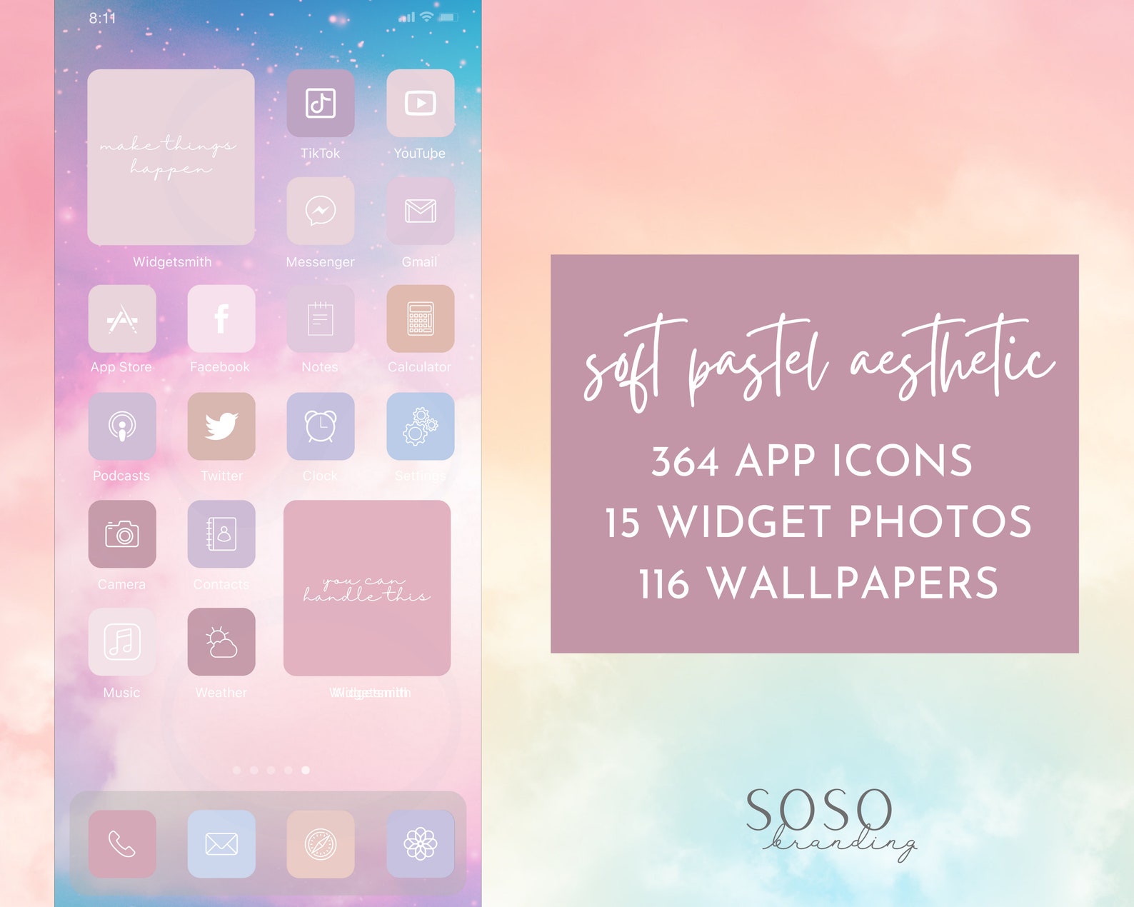 Soft Pastel Aesthetic 364 iPhone iPad iOS 14 App Icons