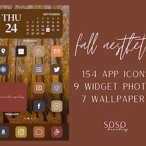 Fall Aesthetic 154 iOS App Icons iPhone iOS 14/iOS 15 Aesthetic Widget App Icon Pack Widget Covers Widgetsmith Shortcuts Wallpapers image 1