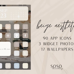 Beige Cream Sand Tone Neutral Aesthetic | 90 iPhone iOS 14/iOS 15 App Icons | Widget Photos | Widgetsmith Shortcuts | Home Screen App Icons