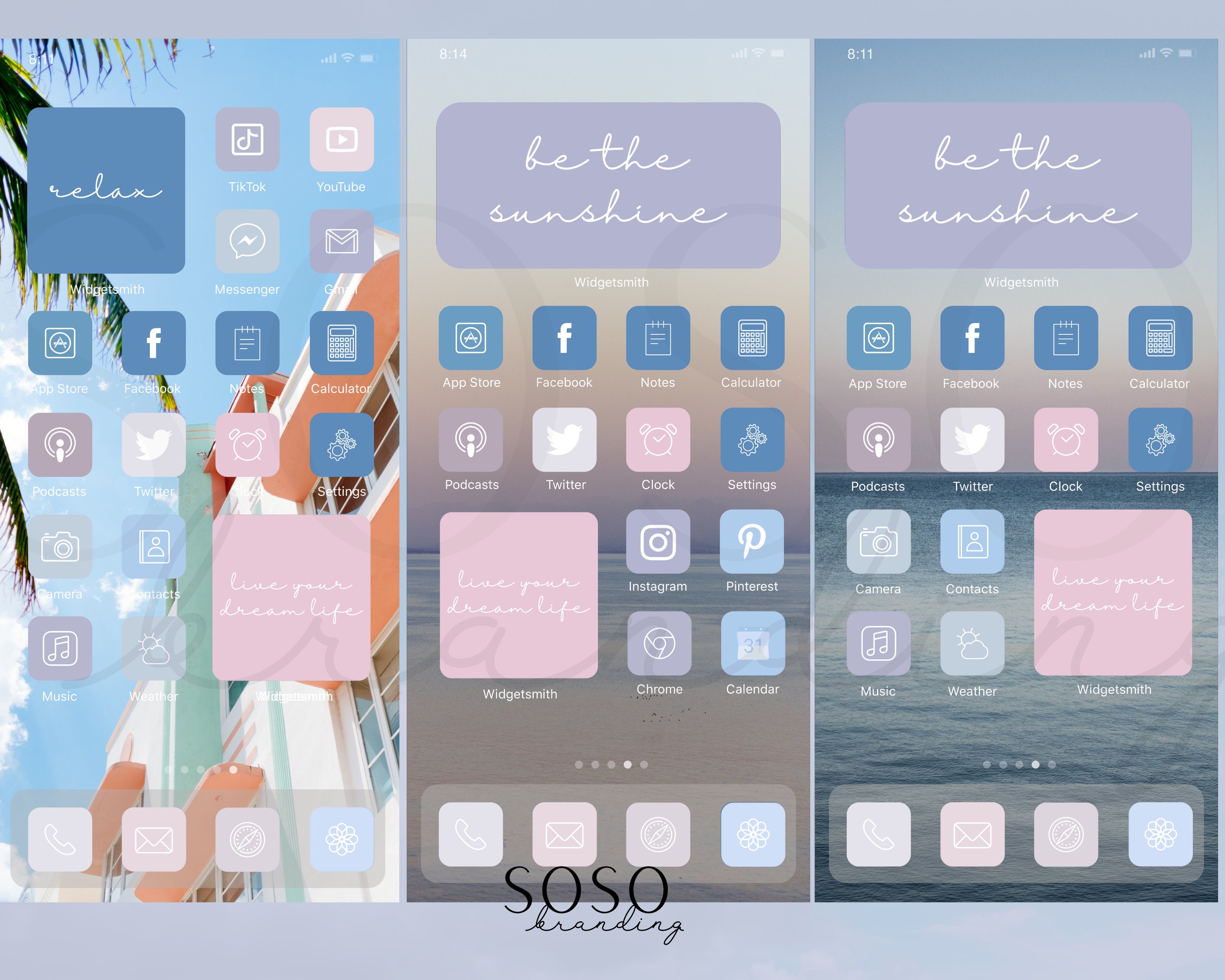 Pastel Blue Purple Pink Aesthetic | 90 iPhone Ios 14/ios 15 App Icons