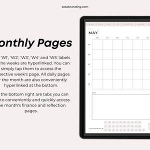 Undated Portrait Digital Planner With Hyperlinks for Goodnotes ...