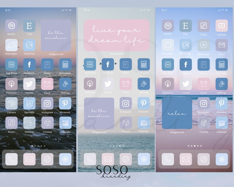 Pastel Blue Purple Pink Aesthetic 90 iPhone iOS 14 App