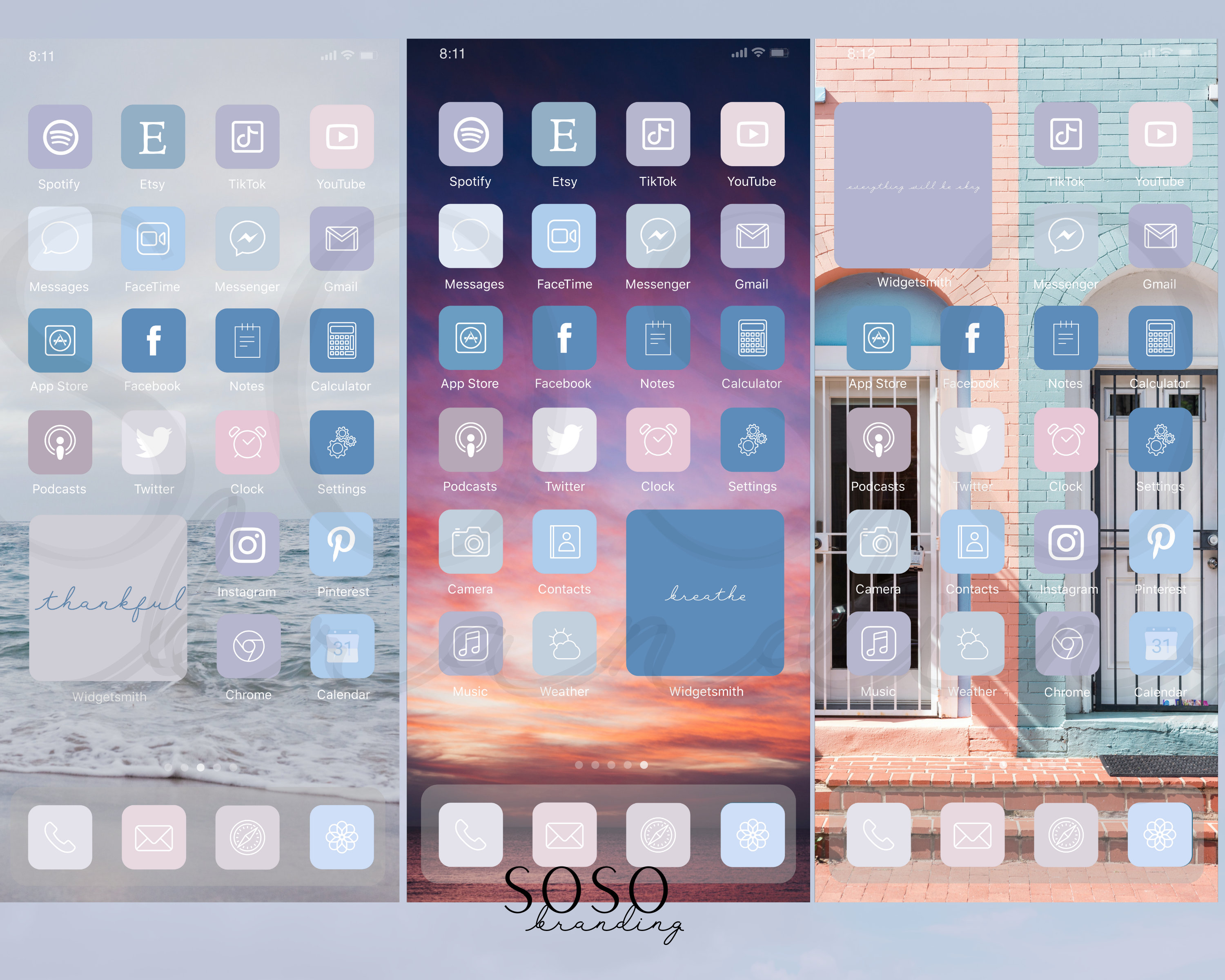 Pastel Blue Purple Pink Aesthetic Iphone Ios 14/ios 15 App - Etsy Australia