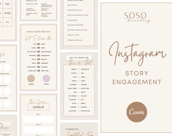 Instagram Story Canva Templates - Engagement Booster | Story Games | Branding Kit | Neutral Tone Aesthetic | Editable Social Media Templates