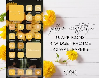 Yellow Sunflowers Lemon Aesthetic | iPhone iPad iOS 14/iOS 15 App Icons | Widget Photos | Widgetsmith Shortcuts |  Summer App Icon Pack