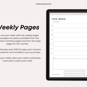 Undated Portrait Digital Planner With Hyperlinks for Goodnotes ...
