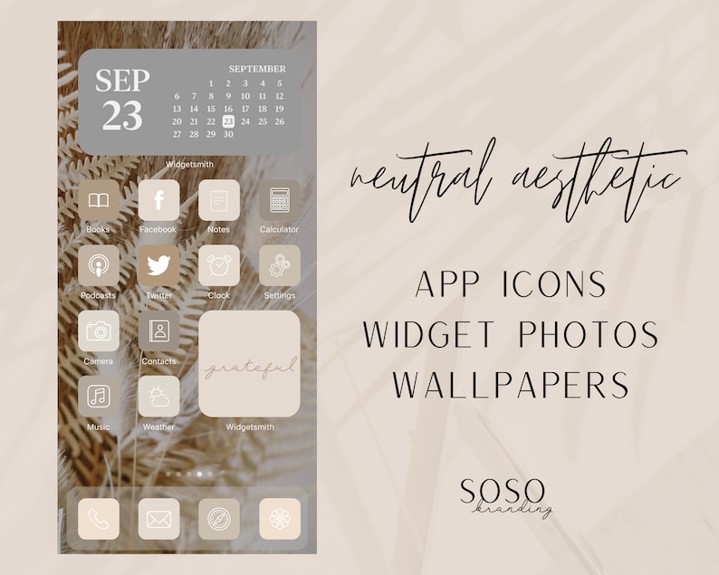 Neutral Tone Aesthetic | iPhone iOS 14\/iOS 15 App Icons | Widget Photos | Widgetsmith Shortcuts | Widget Covers | iOS 14\/iOS 15 Icon Pack