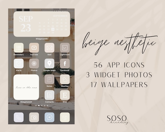 Beige Cream Sand Tone Neutral Aesthetic 56 Ios 14 App Icons Etsy