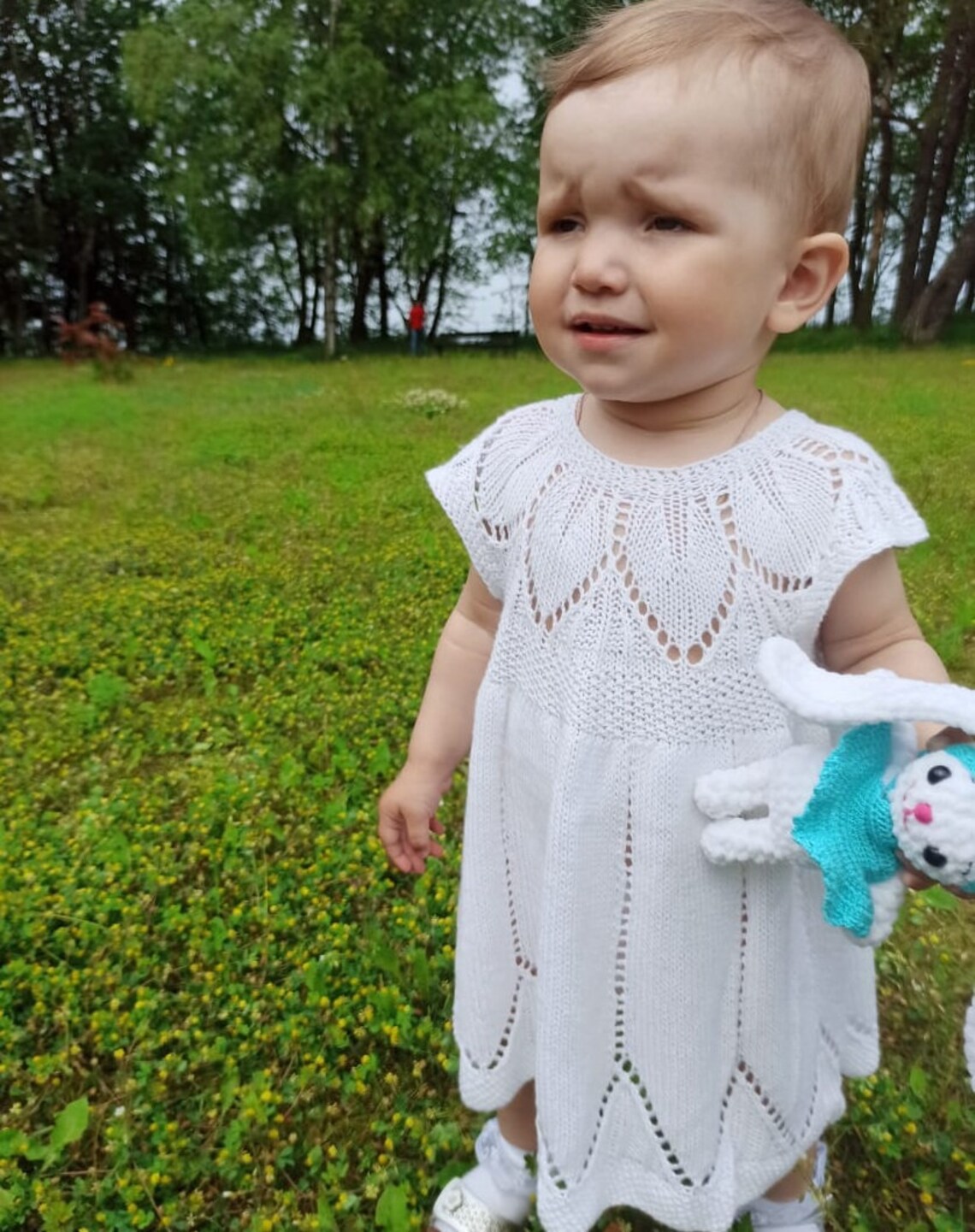 White baby dress knitted cotton baby clothes Lace dress Etsy