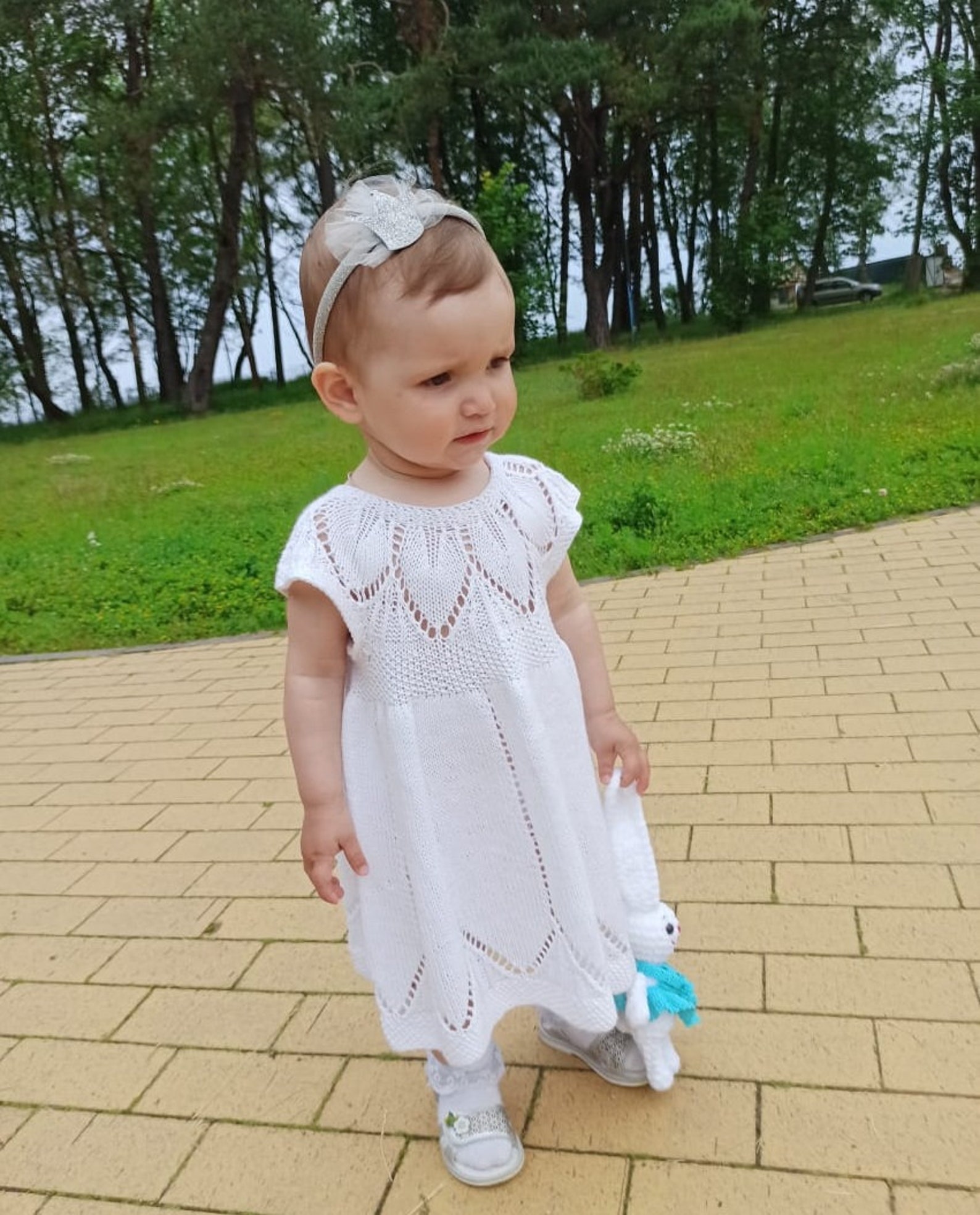 White baby dress knitted cotton baby clothes Lace dress Etsy