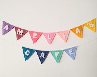 Custom name bunting made with felt, SMALL size, personalized felt banner, birthday banner, nursery, children&#39;s room, playroom decor,