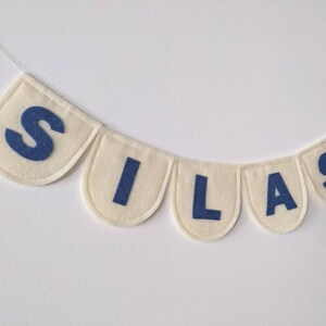 Custom name bunting SCALLOPED flags, made with felt, personalized felt banner, birthday banner, nursery, children's room, home decor image 3