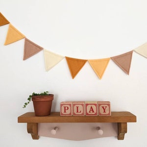 Felt flag bunting banner garland,  EARTH TONES fall decor, boho wall decor for nursery, playroom or children's room, mustard, brown, yellow