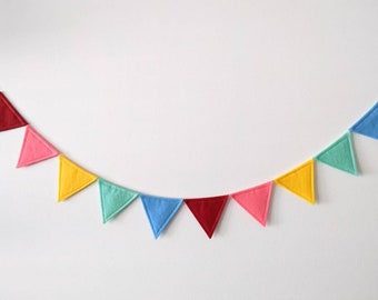 Birthday bunting, felt banner garland, birthday decor, felt bunting, modern party decor, birthday banner, rainbow bunting