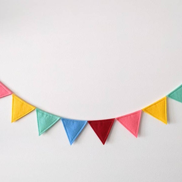 Birthday bunting, felt banner garland, birthday decor, felt bunting, modern party decor, birthday banner, rainbow bunting