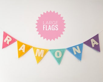 LARGE custom name bunting made with felt, personalized felt banner, birthday banner, nursery, children's room, playroom decor,