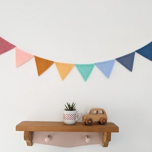 Pennant flag bunting, felt RAINBOW banner garland, boho wall decor for nursery, playroom or children's room, multicolor, modern party decor