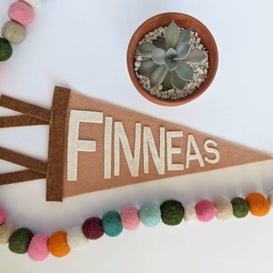 Name pennant flag made with stiffened felt, BLOCK LETTERS font, kids room sign, custom personalized nursery decor