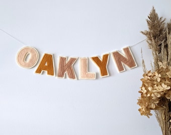 Custom name banner made with felt, personalized felt banner, birthday banner, nursery, children&#39;s room, playroom decor,