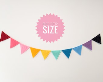 Felt bunting, LARGE BRIGHT RAINBOW garland, colorful birthday decor, children's room, multicolor decor, banner